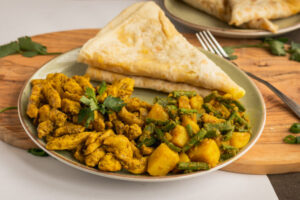 indian surinamese,spicy,food,lunch,and,dinner,roti,chicken,curry,meal